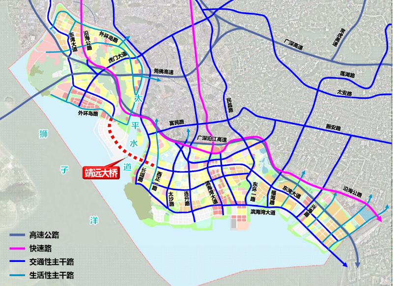靖远大桥是连接威远岛与沙角半岛的关键通道，也是实现滨海湾新区城市发展功能轴线的核心节点.jpg