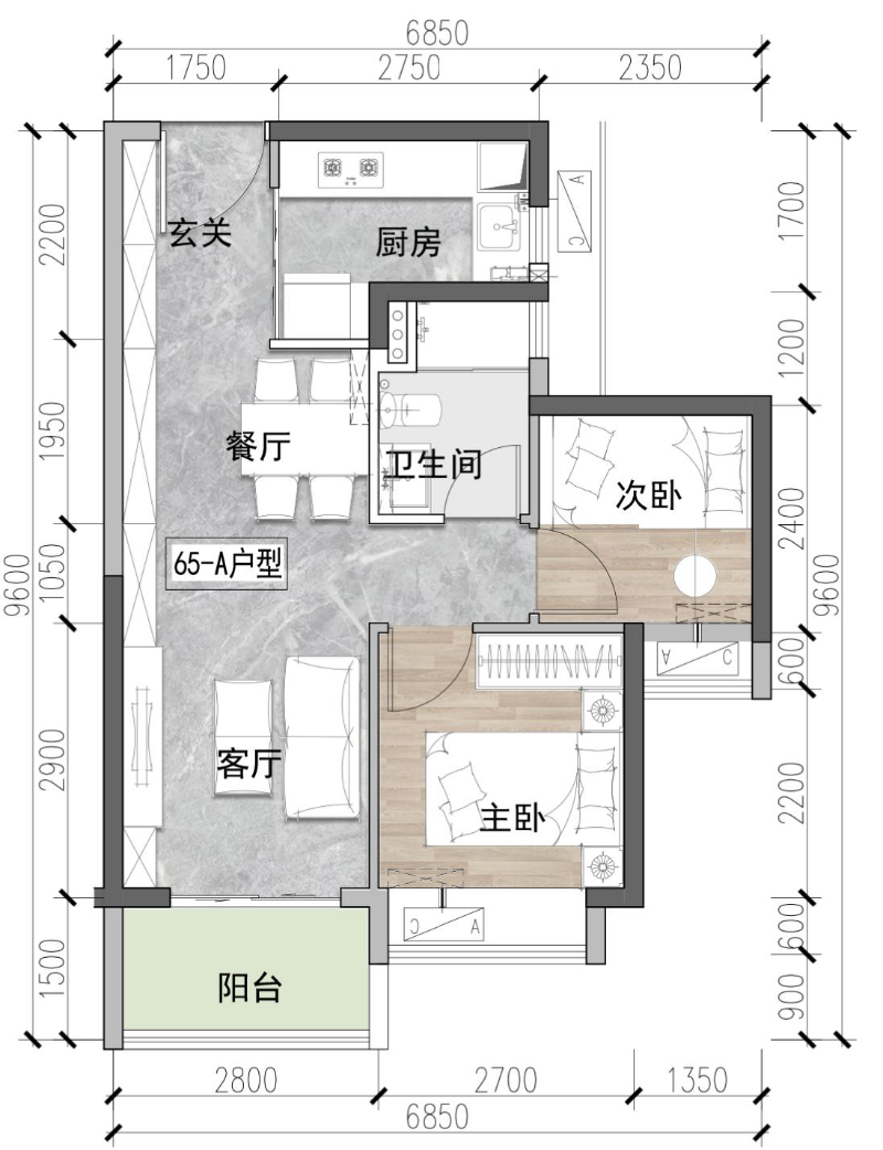 65㎡（A)：两房两厅一卫.jpg