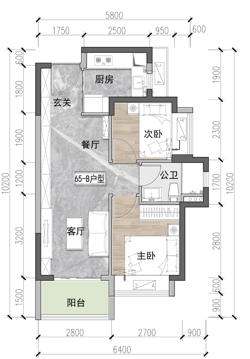 65㎡（B)：两房两厅一卫.jpg