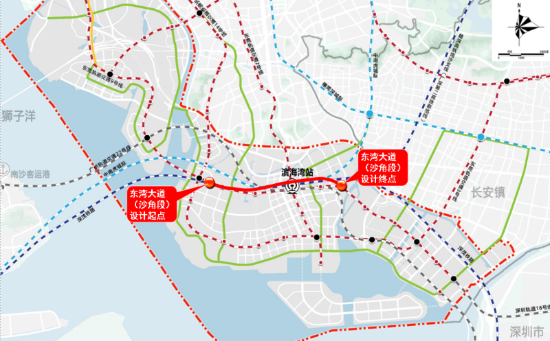 东湾大道（沙角段）路线示意.png