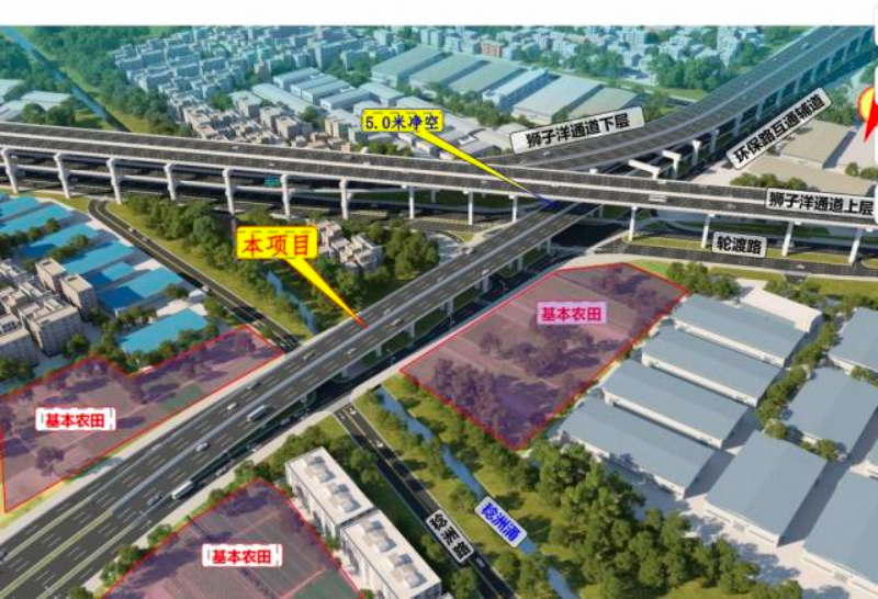 在轮渡路节点，狮子洋通道预留本项目平面按双向六车道、纵面按5米净空的建设条件.jpg
